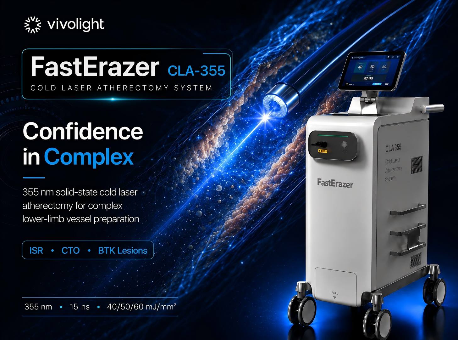 El sistema de aterectomía láser fría FastErazer de 355 nm de Vivolight recibe la aprobación de la NMPA en China.